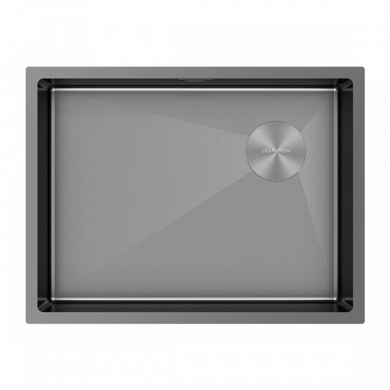 Кухонная мойка из нержавеющей стали Paulmark Next-Skew 58 Uni PM885844-GM вороненая сталь 580х440 мм