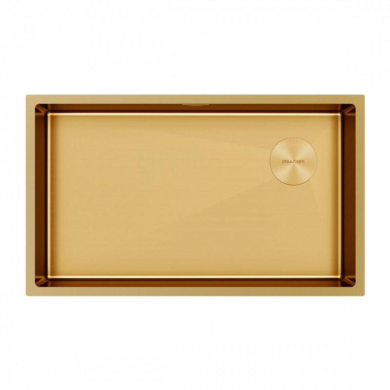 Кухонная мойка из нержавеющей стали Paulmark Next-Skew 74 Uni PM887444-BG брашированное золото 740х440 мм