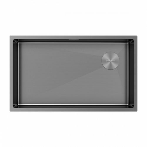 Кухонная мойка из нержавеющей стали Paulmark Next-Skew 74 Uni PM887444-GM вороненая сталь 740х440 мм