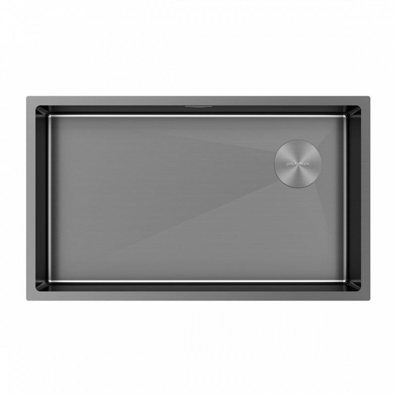 Кухонная мойка из нержавеющей стали Paulmark Next-Skew 74 Uni PM887444-GM вороненая сталь 740х440 мм