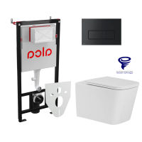 Унитаз подвесной с инсталляцией AlcaDrain (AlcaPlast) Prato Импресс (торнадо) с инсталляцией AlcaPlast (AM101/1120+M578+M91) 5 в 1 черный матовый — 1