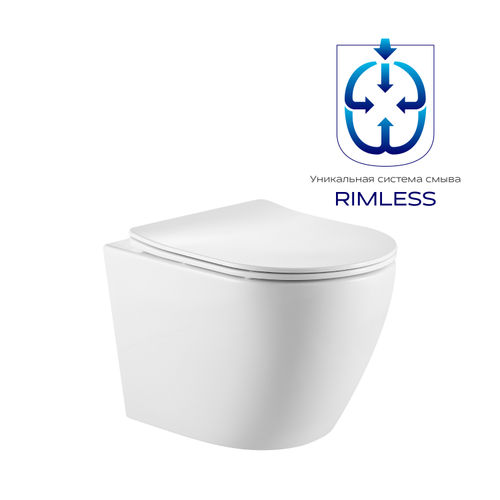 Подвесной унитаз PRATO Бьянко (римлесс) PR-2381