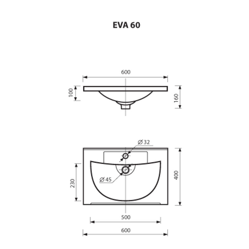 Раковина Misty EVVA 60 см / Р-Евв14060-Д