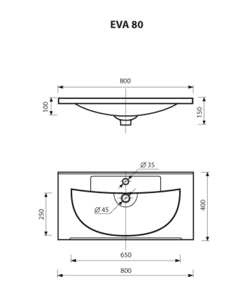 Умывальник мебельный "EVVA" - 80 см