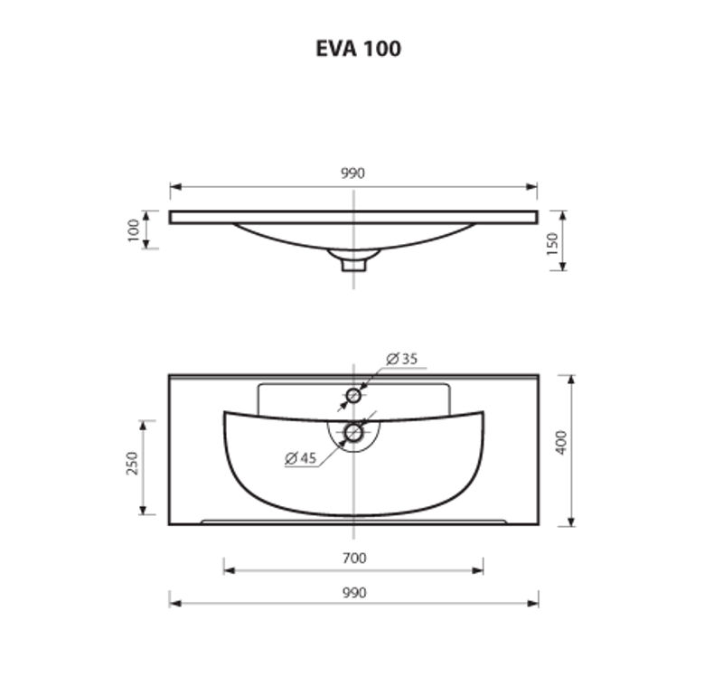 Умывальник мебельный "EVVA" - 100 см