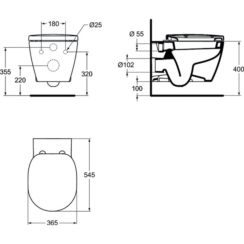 Унитаз подвесной с инсталляцией Ideal Standard Connect R020467+W941102 (R020467; E712701; E233267)