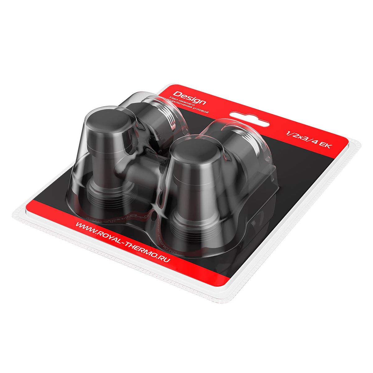 Узел нижнего подключения Royal Thermo Design угловой 1/2"х3/4" EK (черный) RANDU11234BL