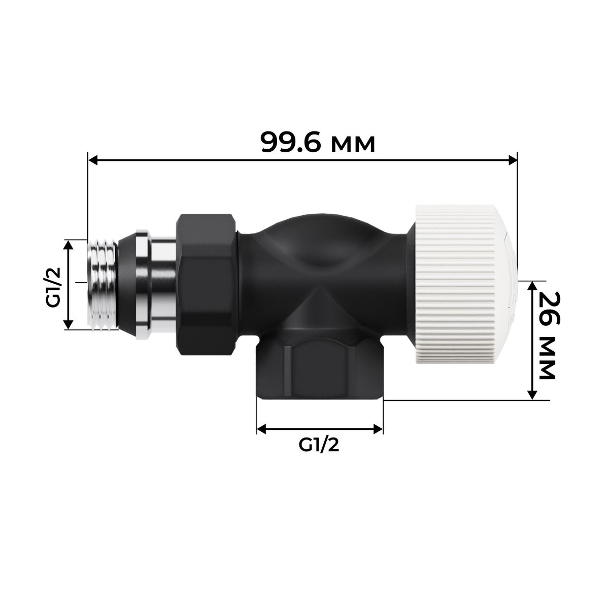 Набор термостатический осевой Royal Thermo Design 1/2"М30х1,5 (Черный) RATVDO11212BL
