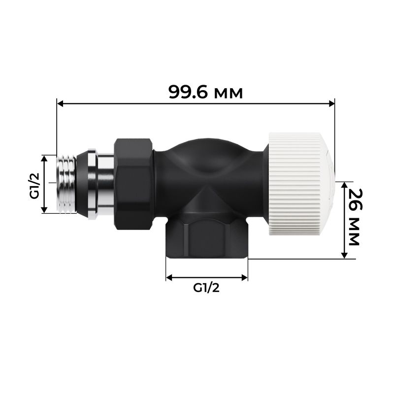Набор термостатический осевой Royal Thermo Design 1/2"М30х1,5 (Черный) RATVDO11212BL