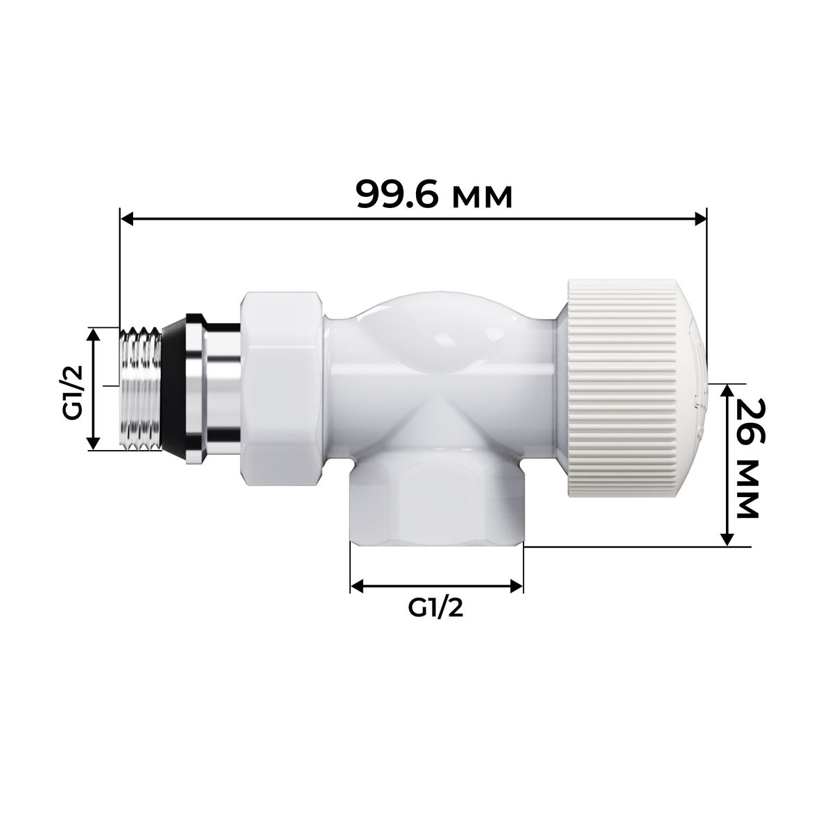 Набор термостатический осевой Royal Thermo Design 1/2"М30х1,5 (Белый) RATVDO11212WH