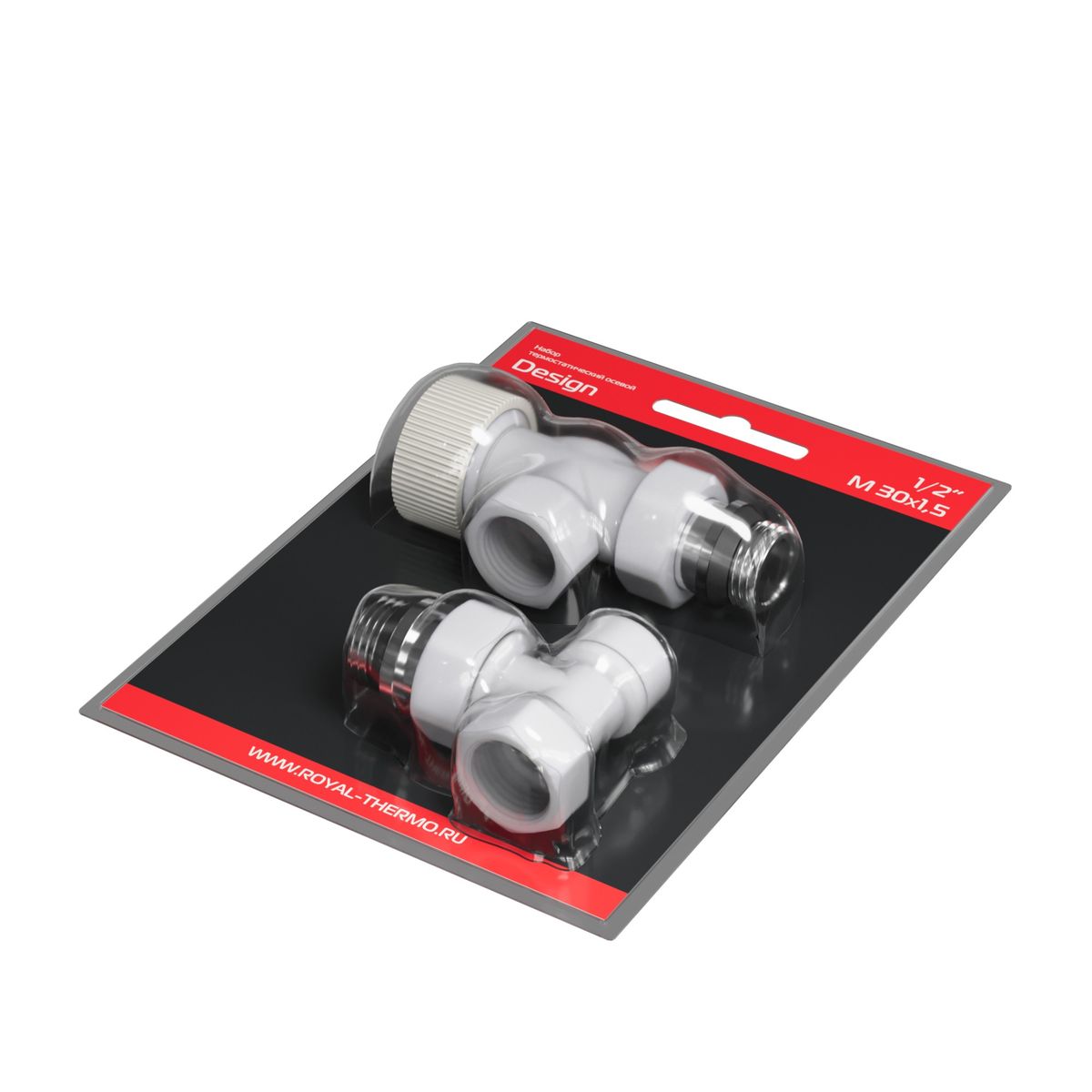 Набор термостатический осевой Royal Thermo Design 1/2"М30х1,5 (Белый) RATVDO11212WH