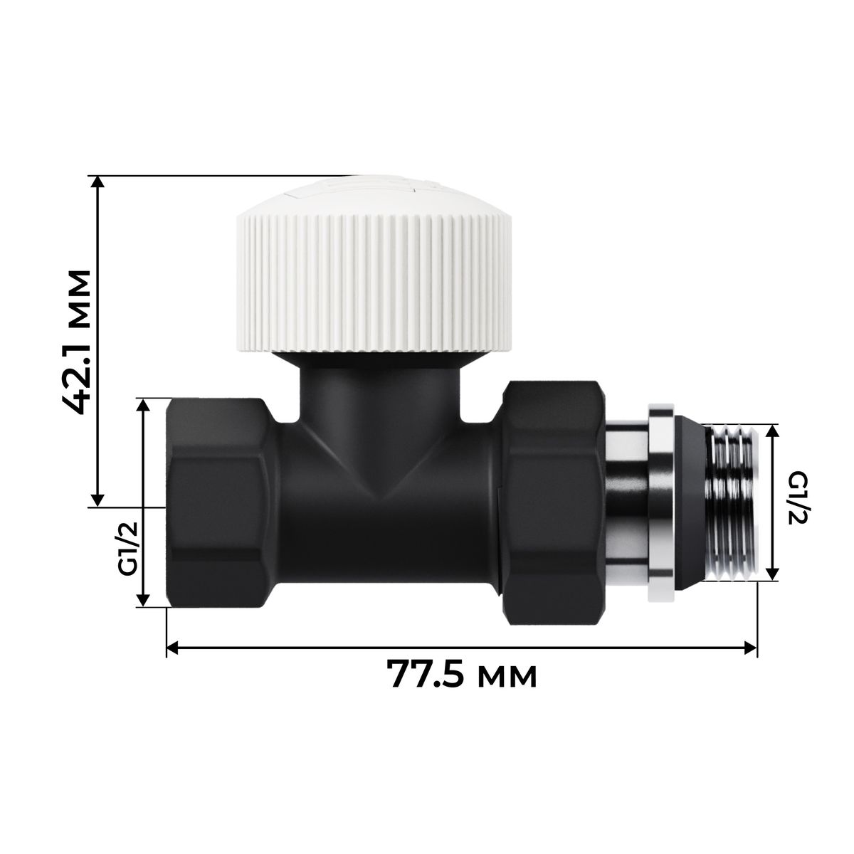 Набор термостатический прямой Royal Thermo Design 1/2"М30х1,5 (Черный) RATVDP11212BL