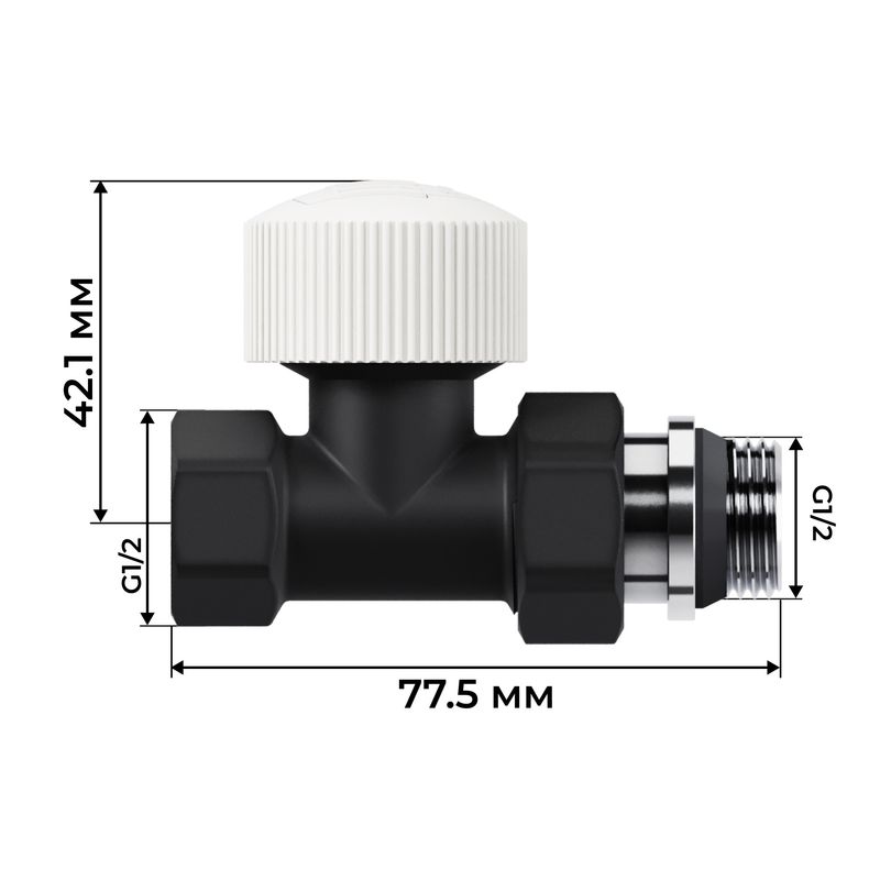 Набор термостатический прямой Royal Thermo Design 1/2"М30х1,5 (Черный) RATVDP11212BL