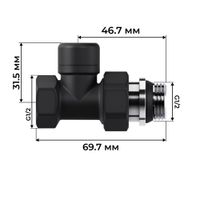 Набор термостатический прямой Royal Thermo Design 1/2"М30х1,5 (Черный) RATVDP11212BL — 6