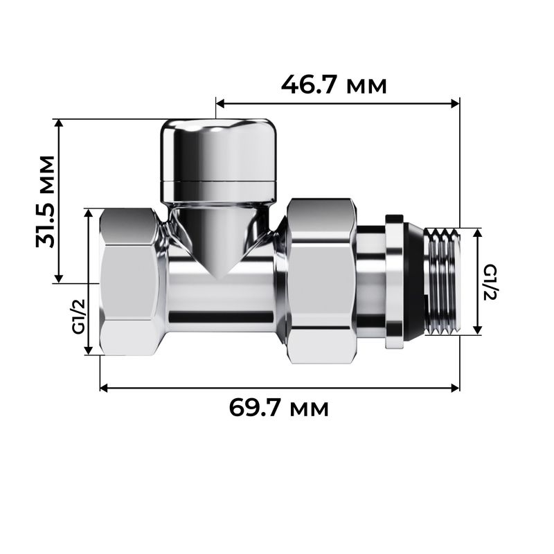 Набор термостатический прямой Royal Thermo Design 1/2"М30х1,5 (Хром) RATVDP11212CH