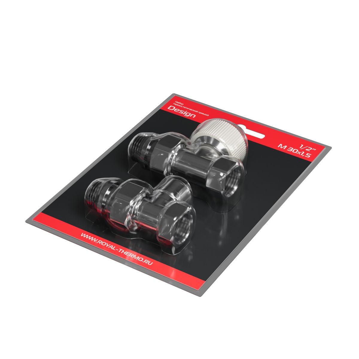 Набор термостатический прямой Royal Thermo Design 1/2"М30х1,5 (Хром) RATVDP11212CH