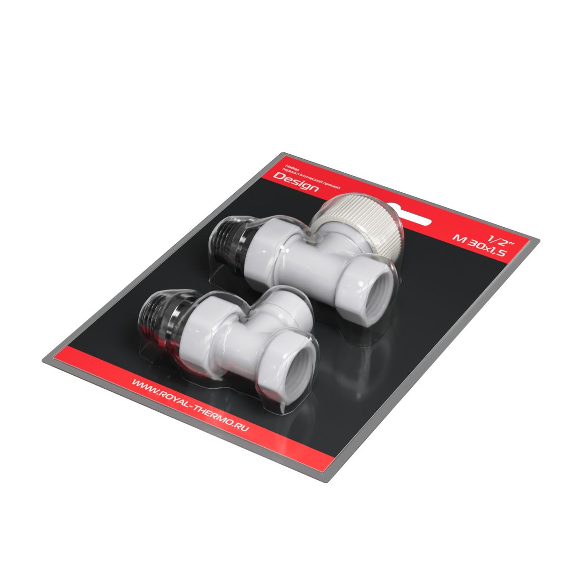 Набор термостатический прямой Royal Thermo Design 1/2"М30х1,5 (Белый) RATVDP11212WH