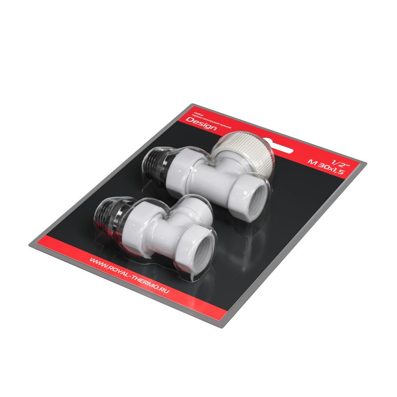 Набор термостатический прямой Royal Thermo Design 1/2"М30х1,5 (Белый) RATVDP11212WH