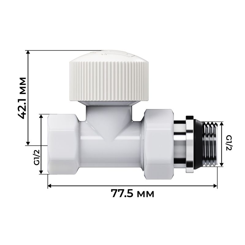 Набор термостатический прямой Royal Thermo Design 1/2"М30х1,5 (Белый) RATVDP11212WH