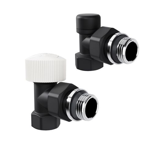 Набор термостатический угловой Royal Thermo Design 1/2"М30х1,5 (Черный) RATVDU11212BL