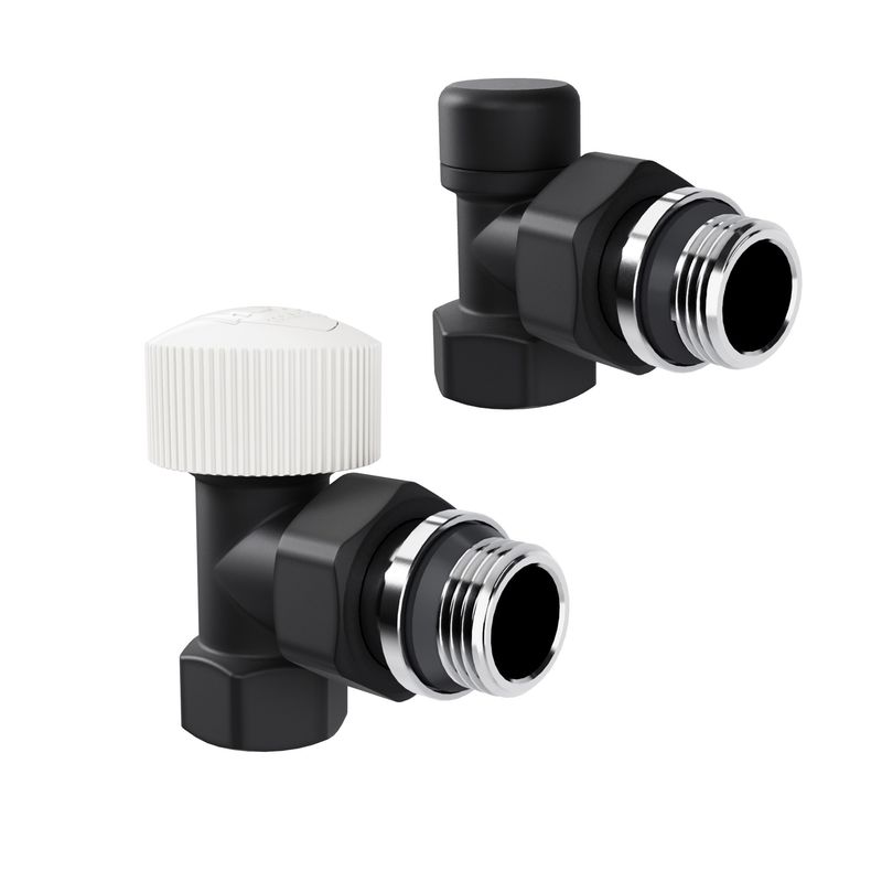 Набор термостатический угловой Royal Thermo Design 1/2"М30х1,5 (Черный) RATVDU11212BL