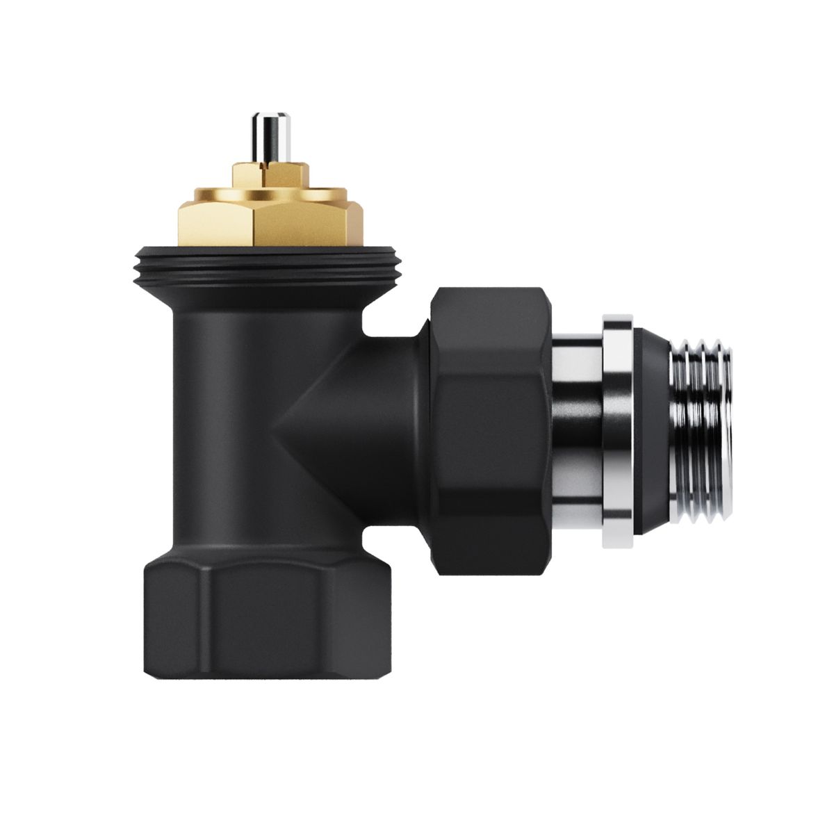 Набор термостатический угловой Royal Thermo Design 1/2"М30х1,5 (Черный) RATVDU11212BL