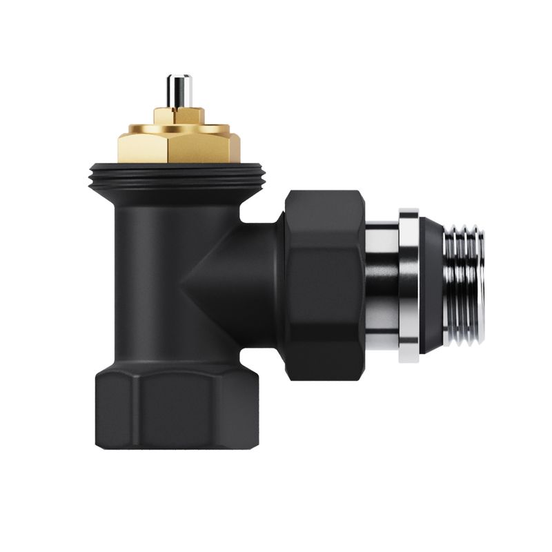 Набор термостатический угловой Royal Thermo Design 1/2"М30х1,5 (Черный) RATVDU11212BL