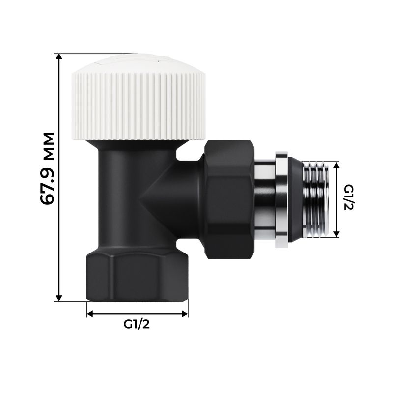 Набор термостатический угловой Royal Thermo Design 1/2"М30х1,5 (Черный) RATVDU11212BL