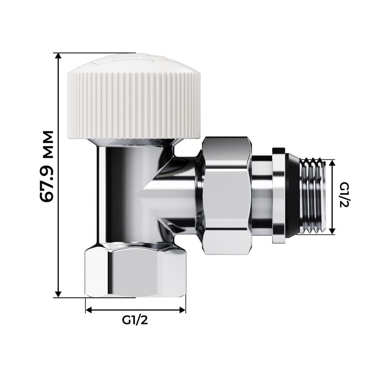 Набор термостатический угловой Royal Thermo Design 1/2"М30х1,5 (Хром) RATVDU11212CH