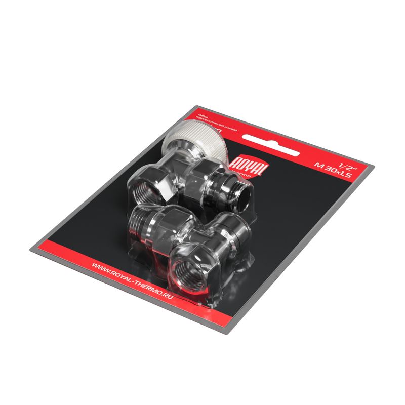 Набор термостатический угловой Royal Thermo Design 1/2"М30х1,5 (Хром) RATVDU11212CH