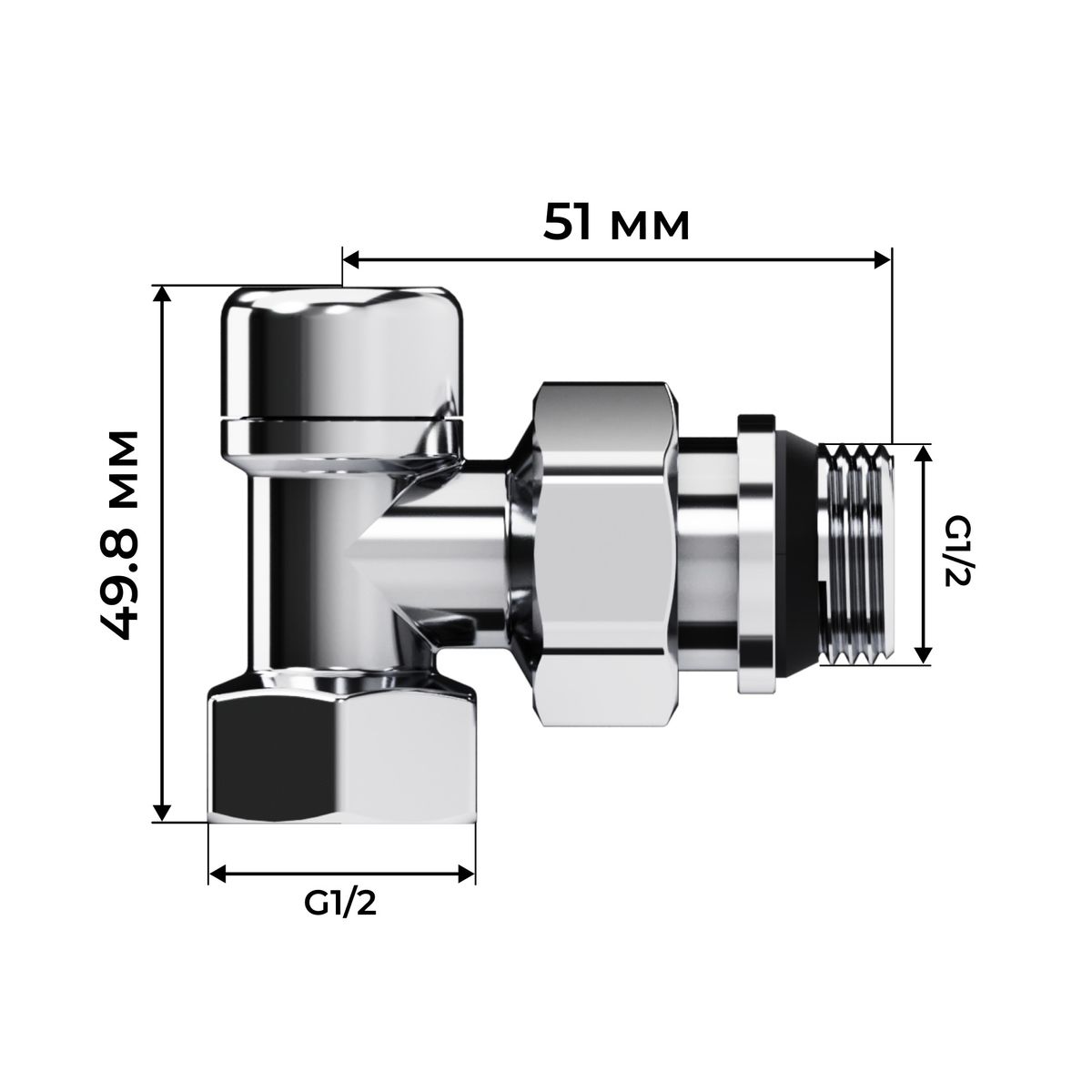 Набор термостатический угловой Royal Thermo Design 1/2"М30х1,5 (Хром) RATVDU11212CH