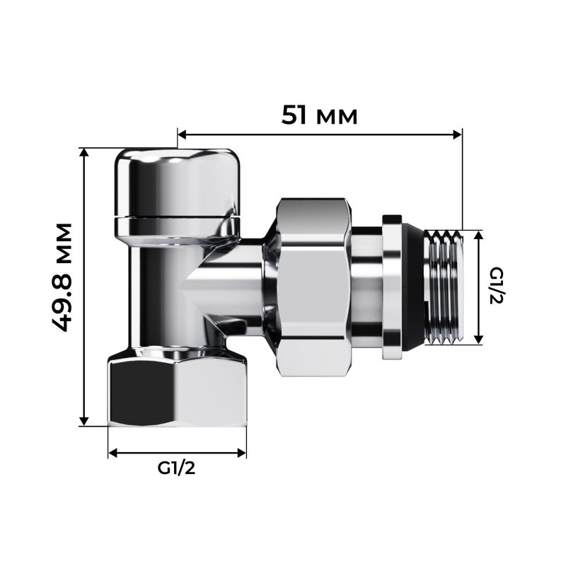 Набор термостатический угловой Royal Thermo Design 1/2"М30х1,5 (Хром) RATVDU11212CH
