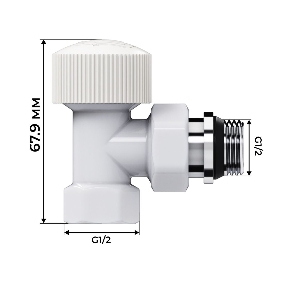 Набор термостатический угловой Royal Thermo Design 1/2"М30х1,5 (Белый) RATVDU11212WH