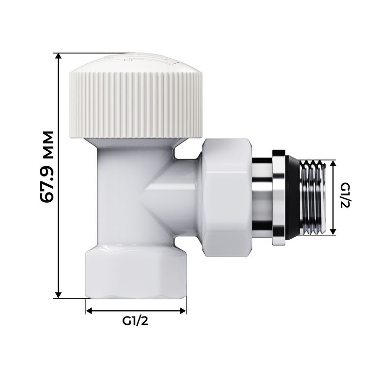 Набор термостатический угловой Royal Thermo Design 1/2"М30х1,5 (Белый) RATVDU11212WH