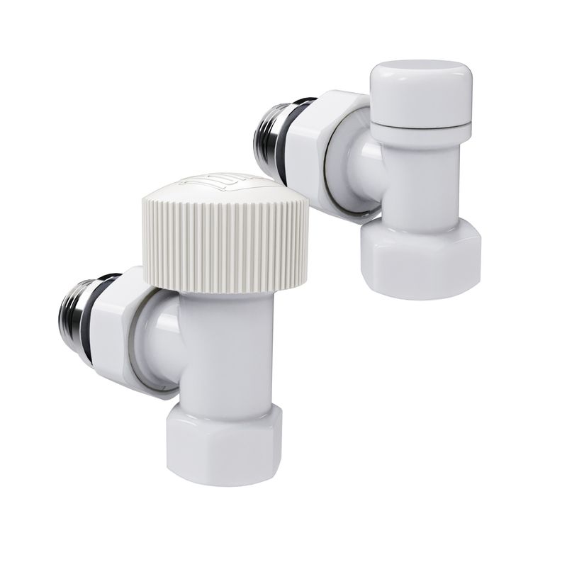 Набор термостатический угловой Royal Thermo Design 1/2"М30х1,5 (Белый) RATVDU11212WH