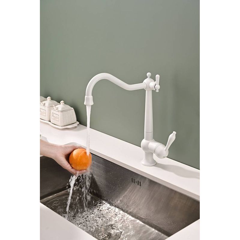 Смеситель для кухни Paulmark Retro Re213226-431 белый матовый полностью