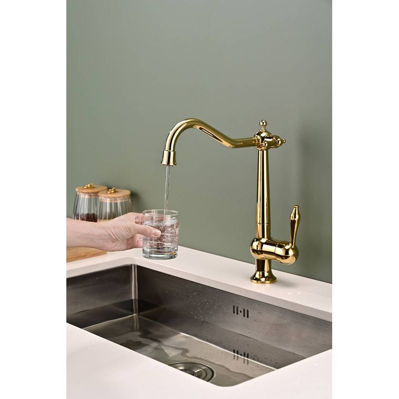 Смеситель для кухни Paulmark Retro Re213226-G золото