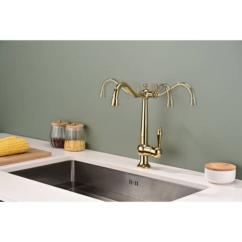 Смеситель для кухни Paulmark Retro Re213226-G золото