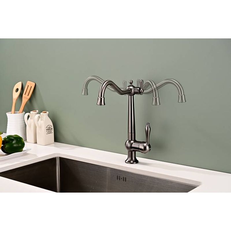 Смеситель для кухни Paulmark Retro Re213226-GM вороненая сталь