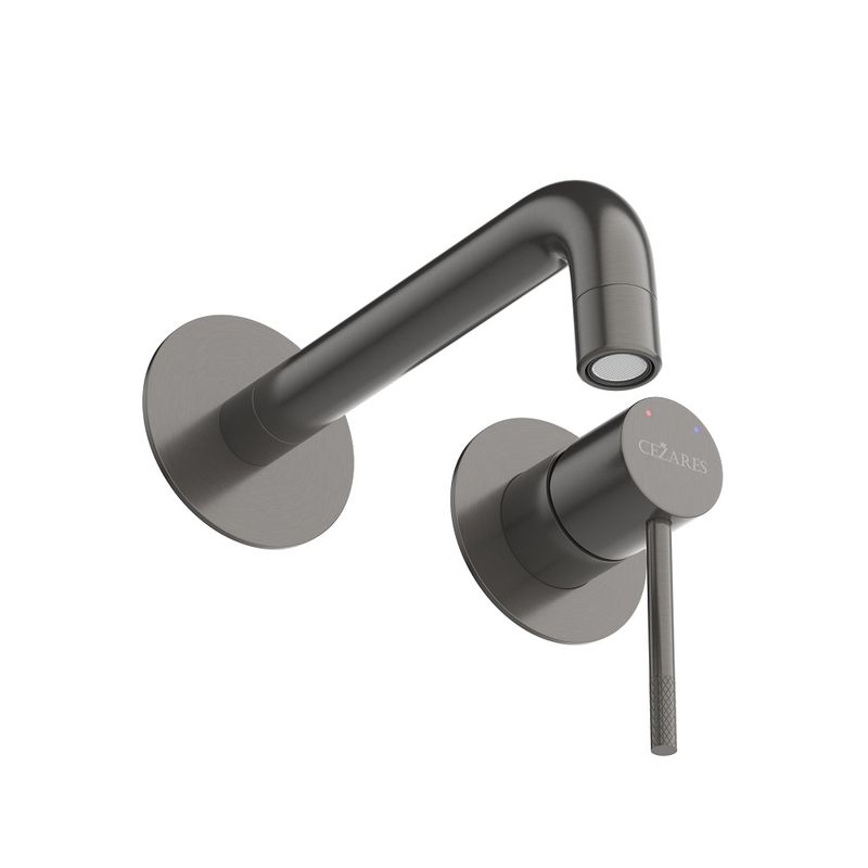 Смеситель скрытого монтажа для раковины Cezares RELAX-BLI2-1-GM-W0 с внутренней частью без донного клапана (оружейная сталь)