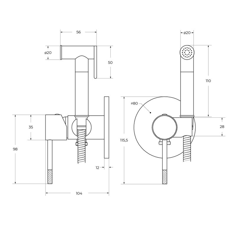 Встраиваемый гигиенический душ Cezares RELAX-DIF-01 хром