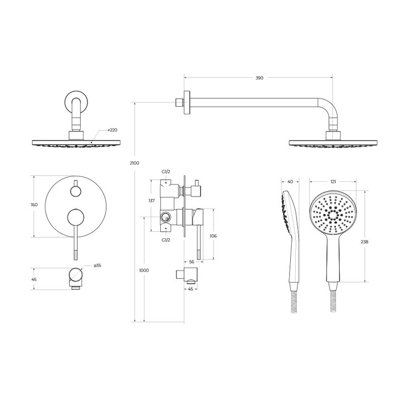Душевая система скрытого монтажа Cezares RELAX-DSET-01 хром