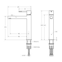 Смеситель для раковины Cezares RELAX-LC2-GM-W0 однорычажный без донного клапана (оружейная сталь) — 6