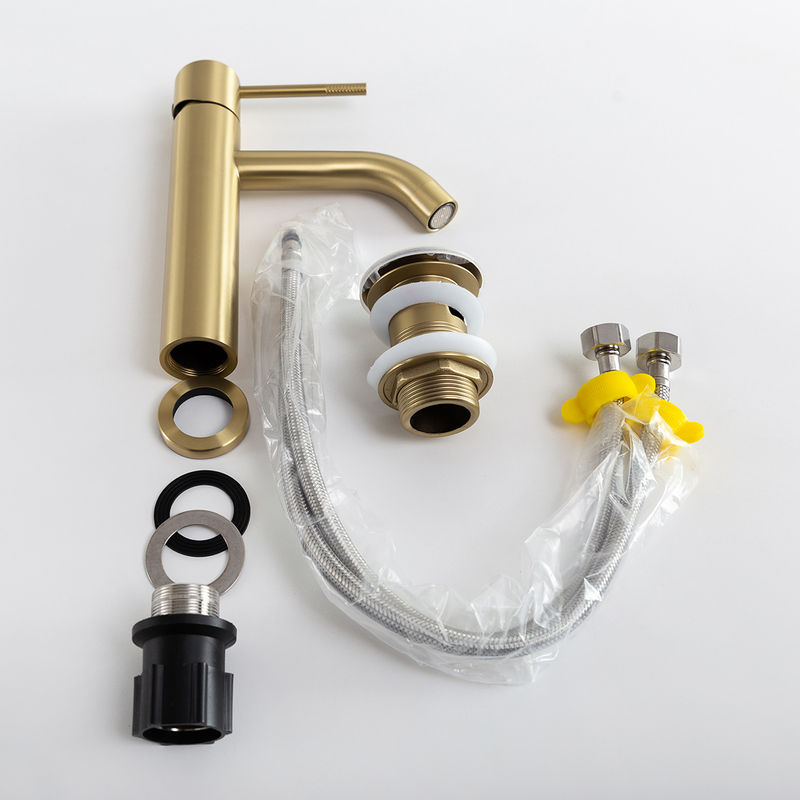 Смеситель для раковины Cezares RELAX-LS1-BORO однорычажный с донным клапаном (брашированное золото)