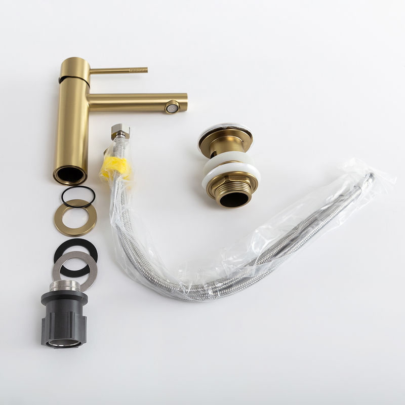 Смеситель для раковины Cezares RELAX-LS2-BORO однорычажный с донным клапаном (брашированное золото)