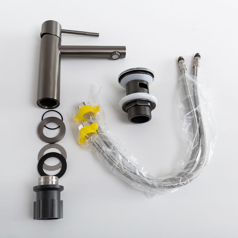 Смеситель для раковины Cezares RELAX-LS2-GM однорычажный с донным клапаном (оружейная сталь)