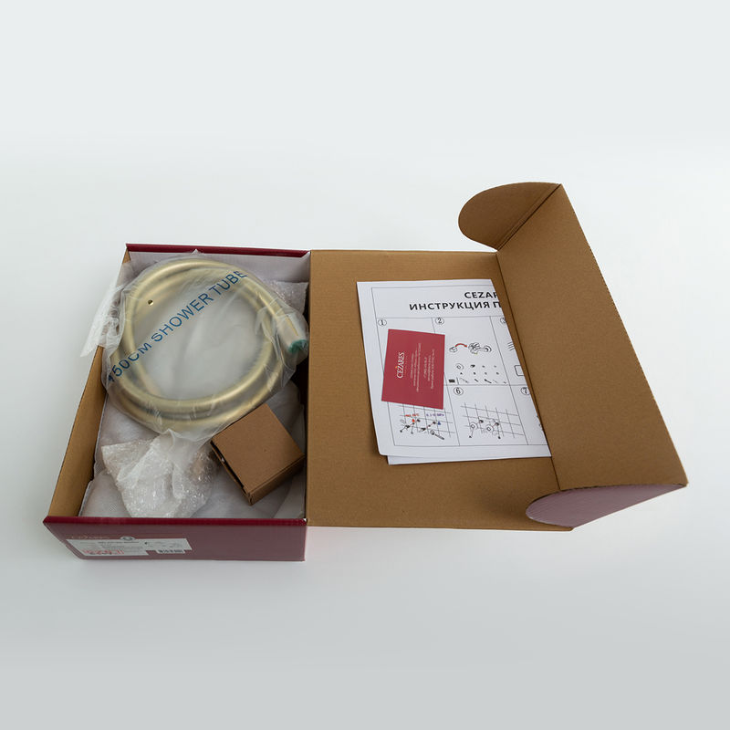 Смеситель для ванны Cezares RELAX-VD-BORO однорычажный в комплекте с ручным душем, шлангом и держателем (брашированное золото)