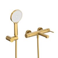 Смеситель для ванны Cezares RELAX-VD-BORO однорычажный в комплекте с ручным душем, шлангом и держателем (брашированное золото) — 2
