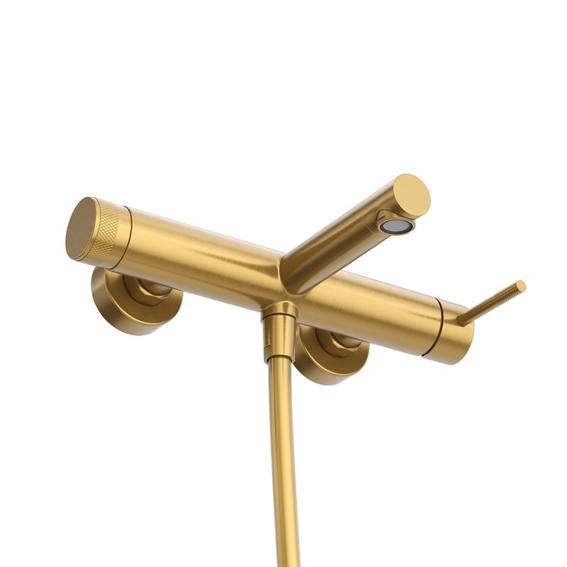 Смеситель для ванны Cezares RELAX-VD-BORO однорычажный в комплекте с ручным душем, шлангом и держателем (брашированное золото)