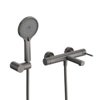 Смеситель для ванны Cezares RELAX-VD-GM однорычажный в комплекте с ручным душем, шлангом и держателем (оружейная сталь) — 2